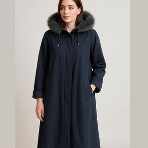London Fog Hooded Maxi Trench Coat With Zip Out Liner